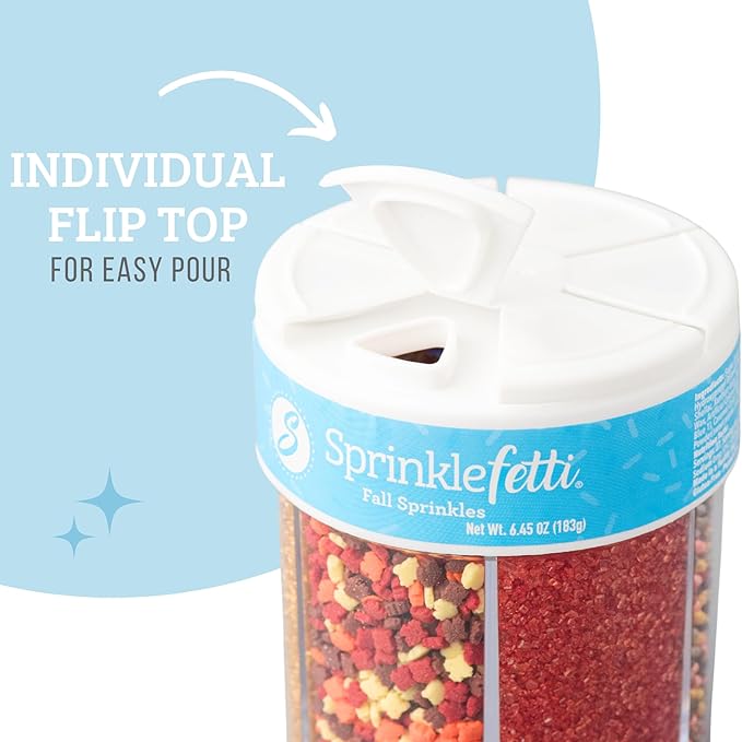 Sweets Indeed Sprinklefetti Fall 6-Cell Sprinkle Jar – 6 Assorted Fall - Image 4