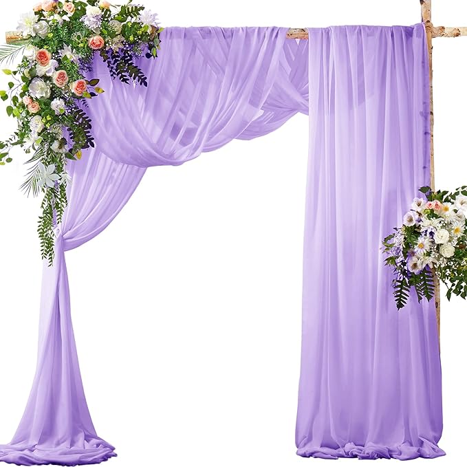 SiinvdaBZX 2 Panels Wedding Arch Draping Fabric 30" x 240' Lavender Purple by SiinvdaBZX