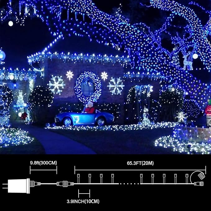LAMPHOME 66ft Christmas Decorative Mini Lights, 200 LED Transparent Wire Fairy - Image 3