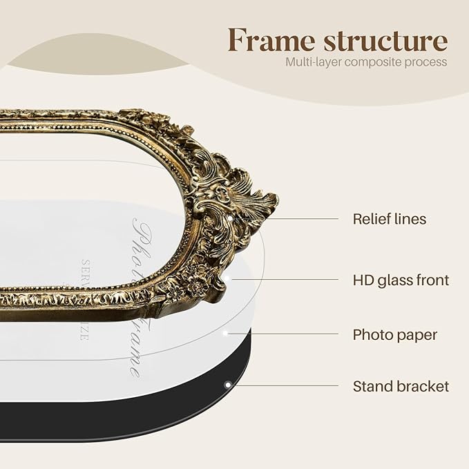 Cuspin Arched 5x7 Picture Frame Vintage Gold Frames, Bronze 5 by 7 Arched - Image 4