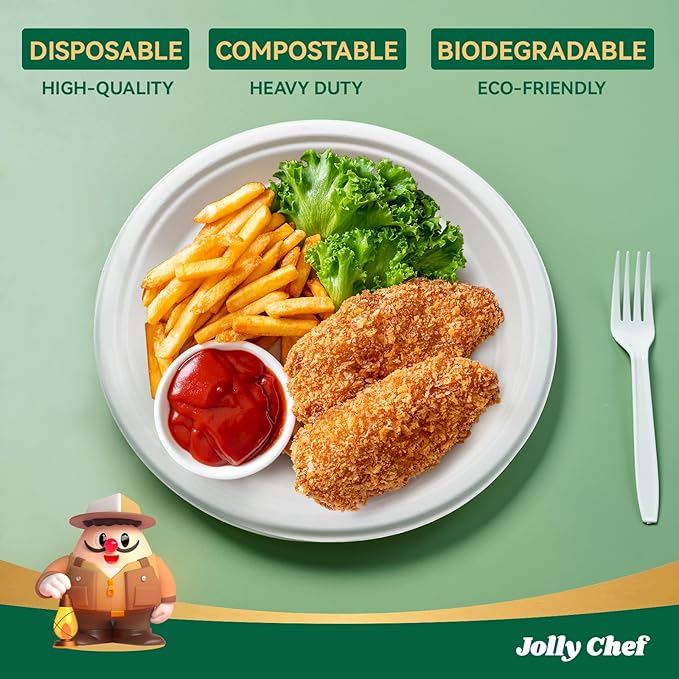 JOLLY CHEF Compostable Heavy Duty Plates   Eco-Friendly Disposable - Image 3