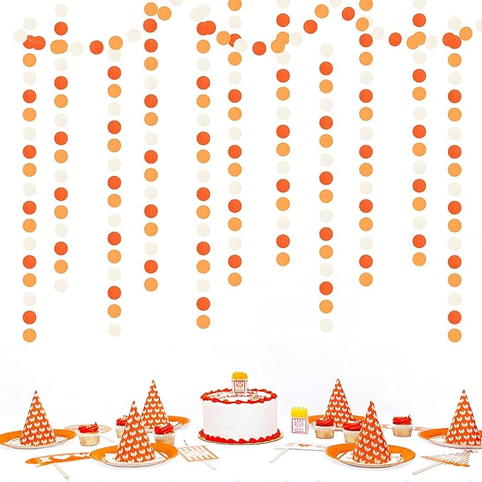 Orange White Fall Party-Decorations Garland-Streamers - 52ft Groovy Boho - Image 3