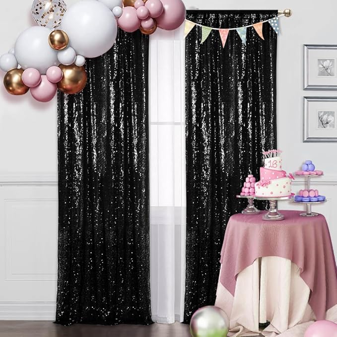 SquarePie Sequin Backdrop Curtain Non-Transparent Background Sparkly by SquarePie