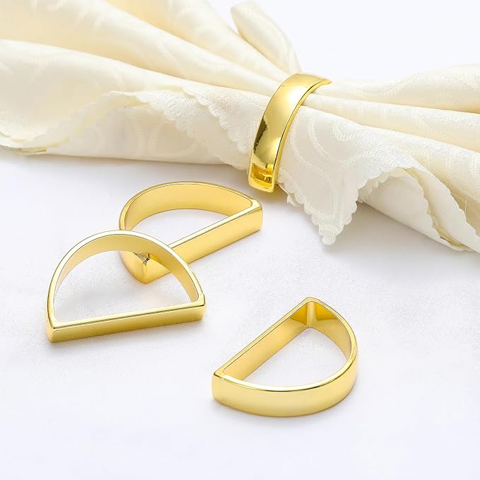 KPOSIYA Napkin Rings Set of 8, Metal Gold Napkin Rings Bulk - Image 4