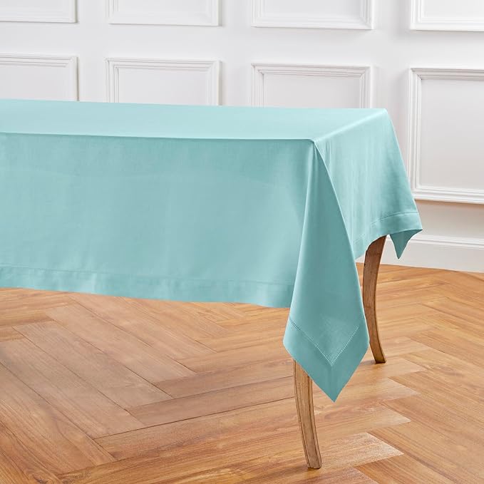 Solino Home Linen Aqua Blue Tablecloth 54 x 72 Inch - Image 3