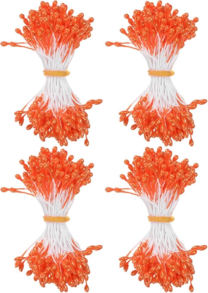 600-Pack Flower Stamens for Crafts, 5mm Double Heads Artificial Pearl Floral by MMETERXITY