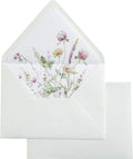 PONATIA 50PCS A7 Euro Flap Ivory Envelope, 5.25 x 7.25'' Wild Flowers Liner by ponatia
