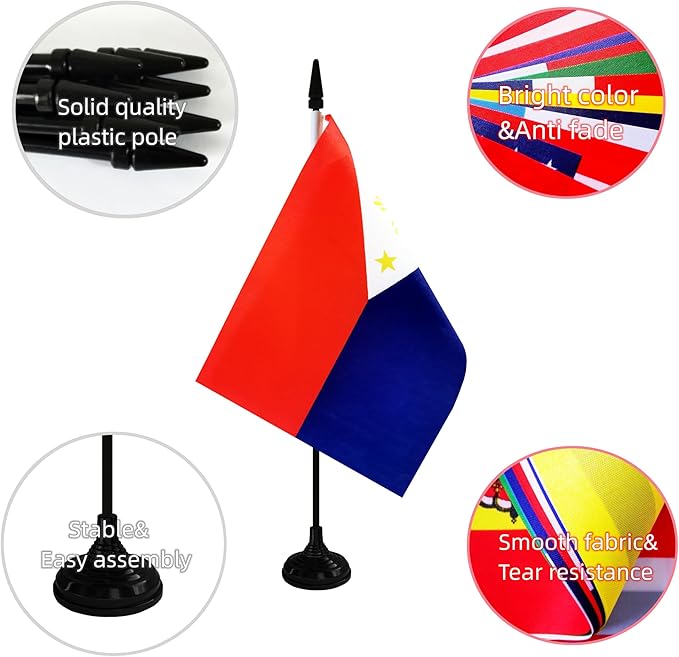 Philippines Desk Flag, 12 Pack Filipino Table Office Flag - Image 3