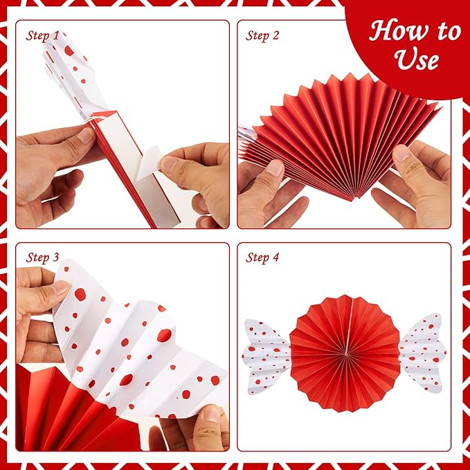 9pcs Candy Party Decorations Sweet Candy Hanging Paper Fans Hanging Decorations - Image 3