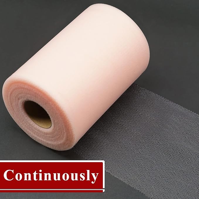 Blush Tulle Fabric Rolls 6 Inch by 200 Yards Fabric Spool Tulle Ribbon - Image 4