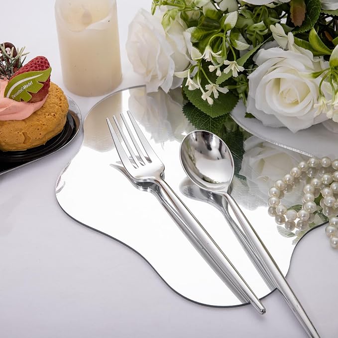 SUT 100Pcs Silver Plastic Silverware - Image 7