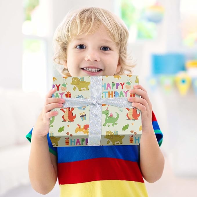Aimyoo Dinosaur Birthday Wrapping Paper Roll - Image 6