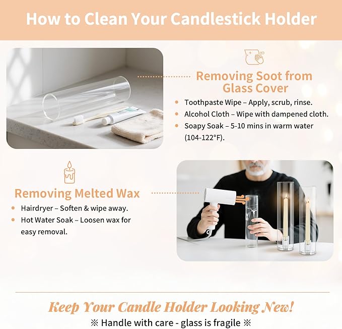 NUPTIO Hurricane Glass Candle Holders: Set of 2 Candlestick Holder - Image 6