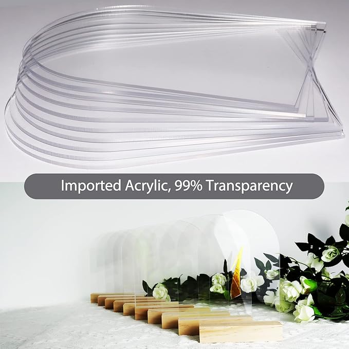 Clear Acrylic Sign with Wooden Stand Table Numbers DIY, 10 Pack Acrylic Sheets - Image 6