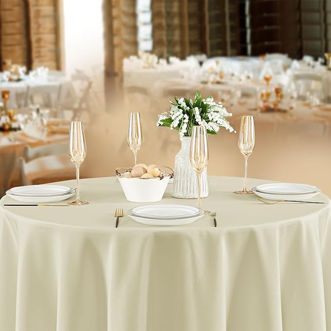 Fitable 8 Pack Round Tablecloths: Stain Resistant Wrinkle Free Circle Table - Image 9