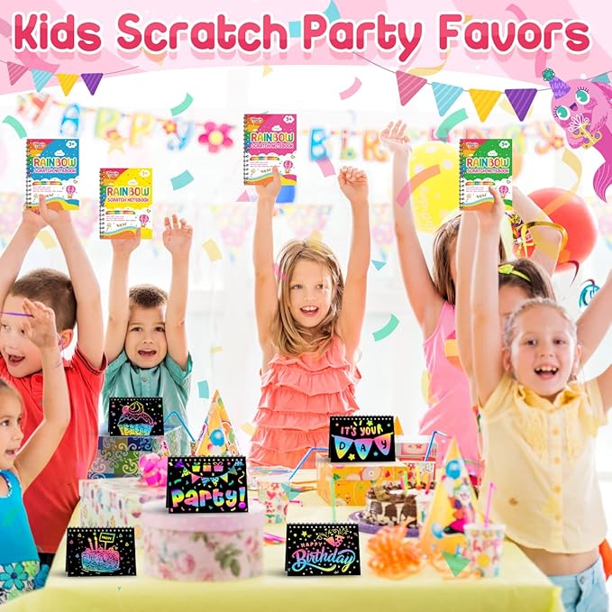 Scratch Art Party Favors for Kids: 64 Pack Rainbow Scratch Art Notebook - Image 3