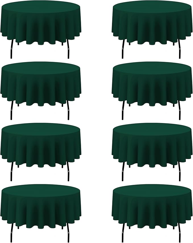 BRILLMAX 8 Pack Hunter Green Round Tablecloths 90 Inch by BRILLMAX