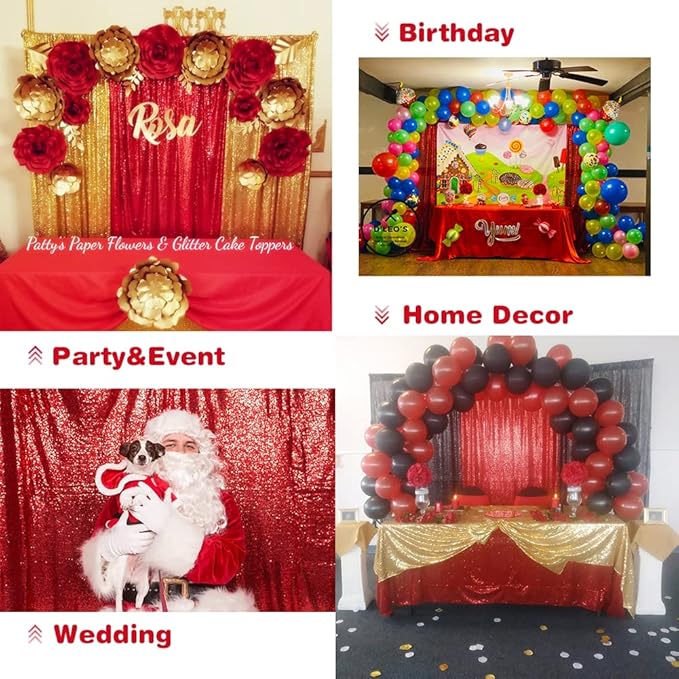 Eternal Beauty Sequin Backdrop Curtains, 2x8 Ft-2 Panels Red Back Drop - Image 9