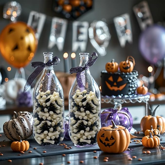 HappyFiller Halloween Decoration 450 PCS Black Mini Acrylic Spiders Bat Mix - Image 2