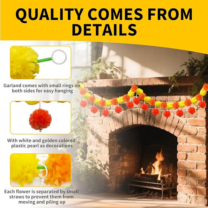 5 Pcs Diwali Artificial Marigold Garland - Image 5