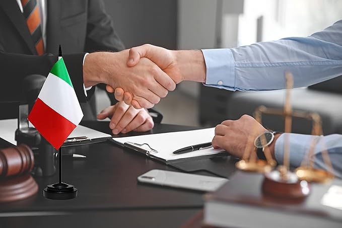 Italy Italian Deluxe Desk Flag Set Small Mini Miniature Italy Italian Table - Image 5