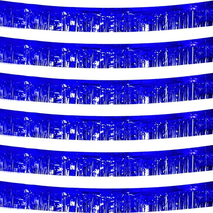 6 Pack Royal Blue Total 60 Feet Foil Fringe Garland Metallic Tinsel Banner Wall by iiCheerful