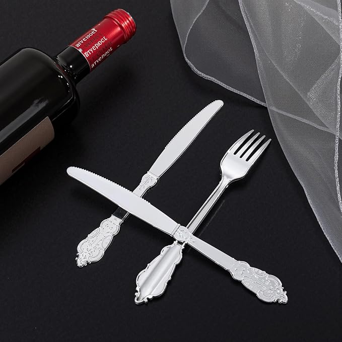 300Pieces Silver Plastic Silverware - Image 9