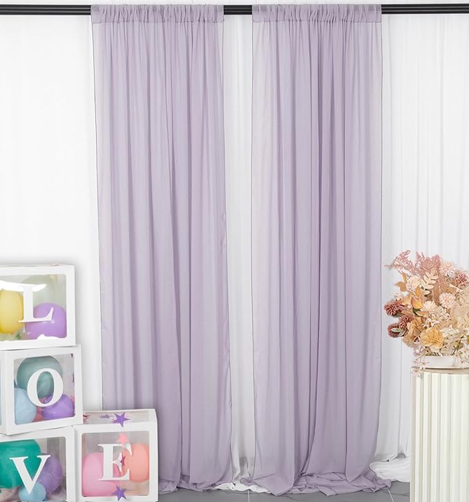 DUOBAO Silver Gray Curtains for Living Room Set of 2 Chiffon Curtain Window by DUOBAO