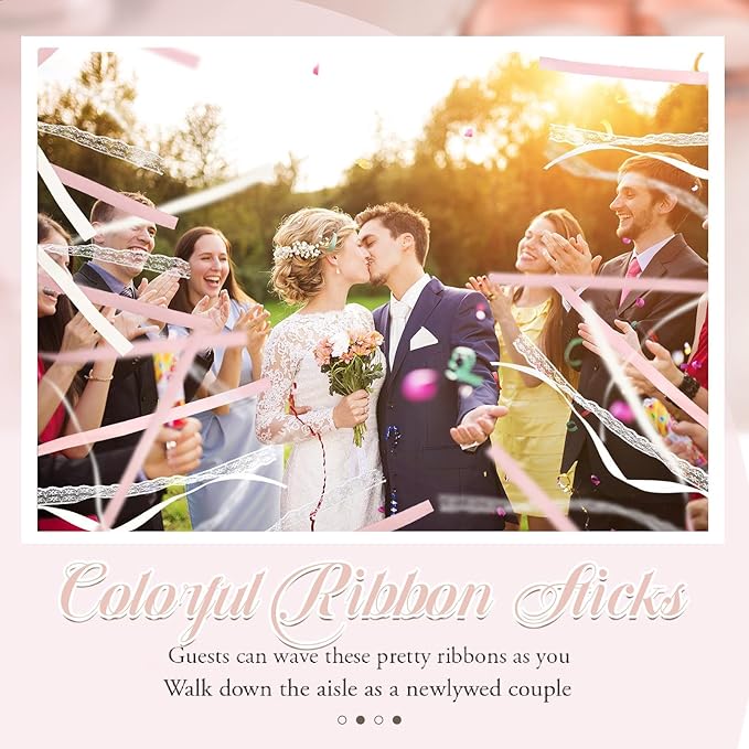 Taiyin 150 Pcs Lace Ribbon Stick Wands Wedding Wand Streamers - Image 6