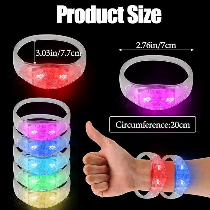 100 Pcs LED Bracelets Sound Activated - Image 5