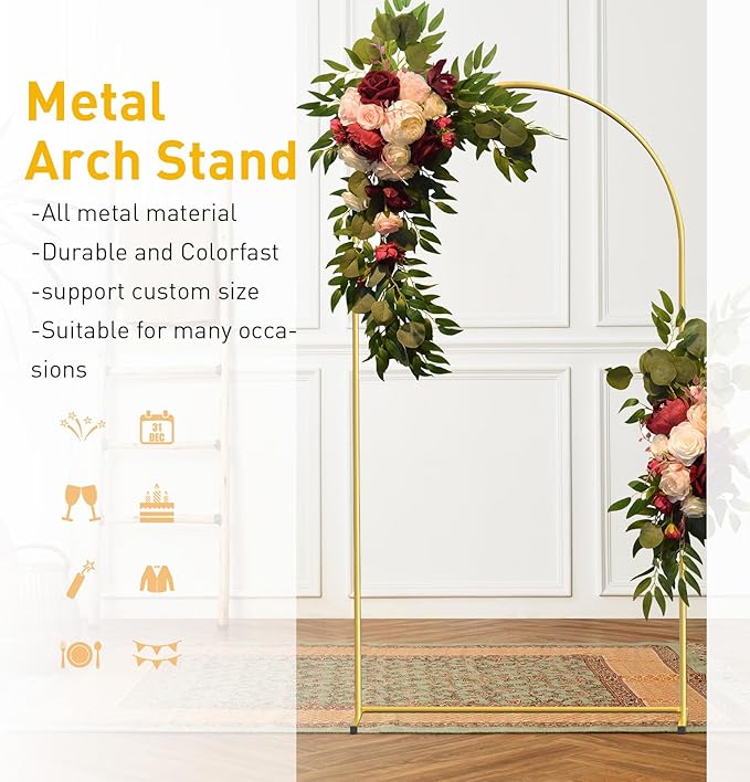 7.2FT Gold Metal Arch Backdrop Stand, Square Balloon Arch Stand Wedding Frame - Image 3