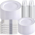 SUT 350 Pcs Silver Plastic Dinnerware Set by SeeYouTomorrow