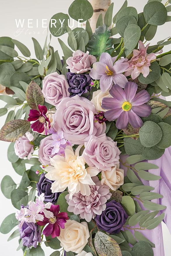 Deluxe Purple Artificial Wedding Arch Flowers - Image 5