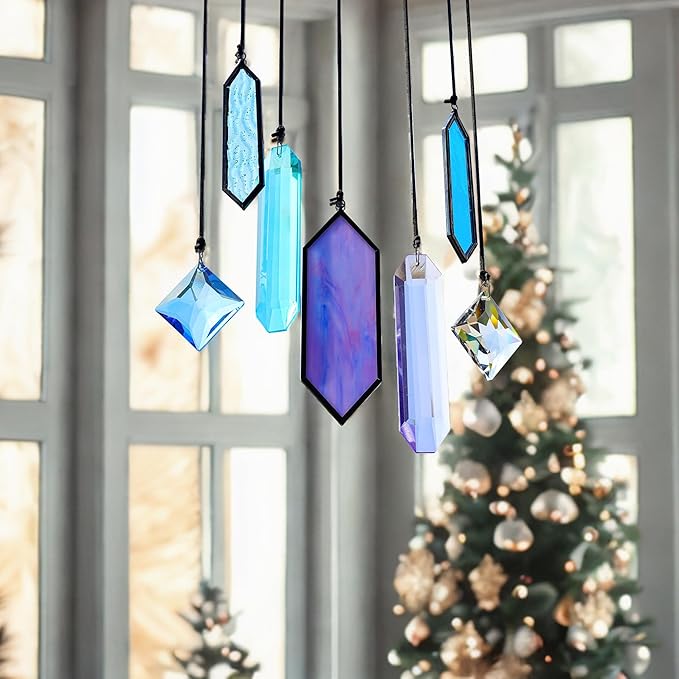 7 Pack Stained Glass Icicle Ornaments - Image 5