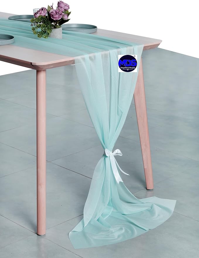 MDS 20 Pack 10ft Chiffon Table Runner 29 x 120 Inches Sheer Wedding Runner - Image 5