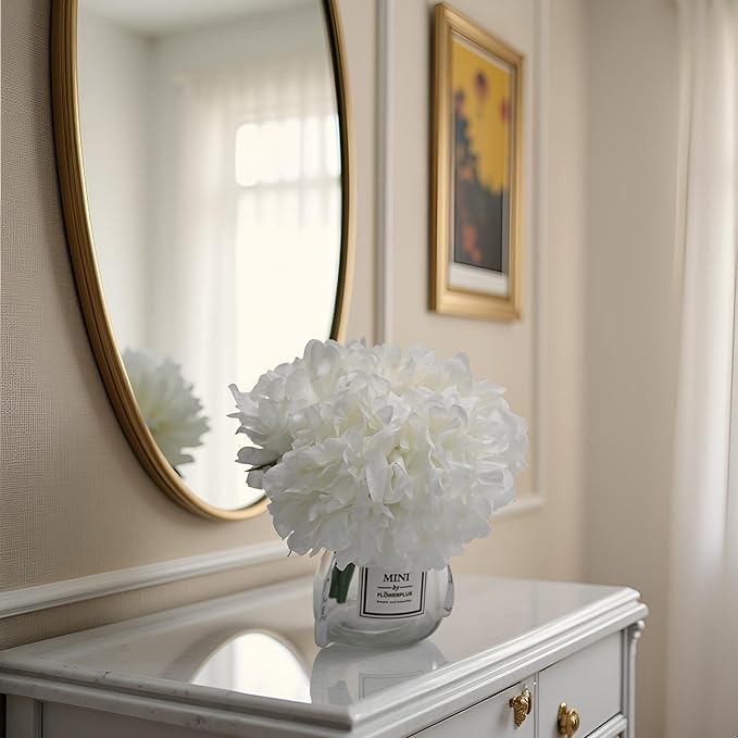 LADADA Artificial White Peony and Glass vase Decoration, Glass Bottle Set - Image 7