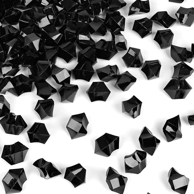 DomeStar Black Fake Ice, Vase Fillers Black Plastic Gems Marbles by DOMESTAR
