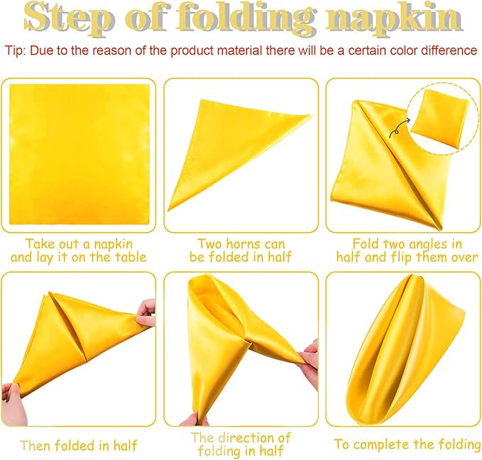 ANECO 12 Pieces Satin Napkins Soft Dinner Napkins Square Table Napkins 17 x 17 - Image 3
