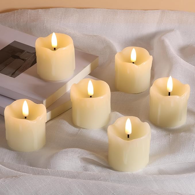 Eywamage Ivory Dripping Wax Flameless Votive Candles - Image 4