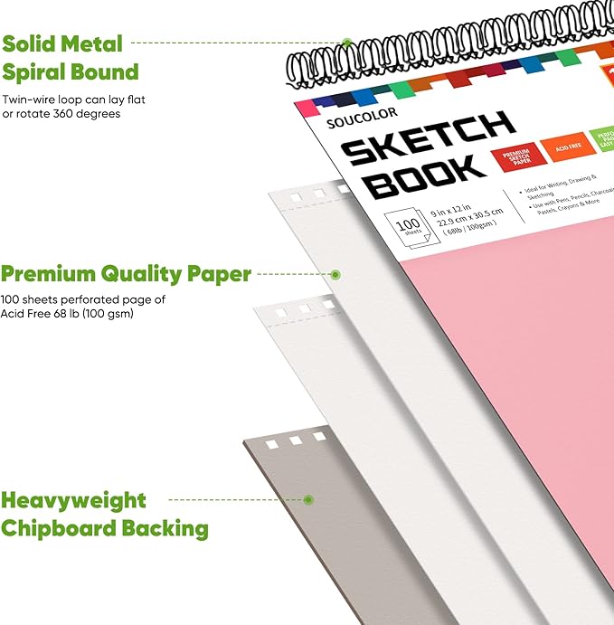 Soucolor Cute Sketchbook 9" x 12" - Image 2