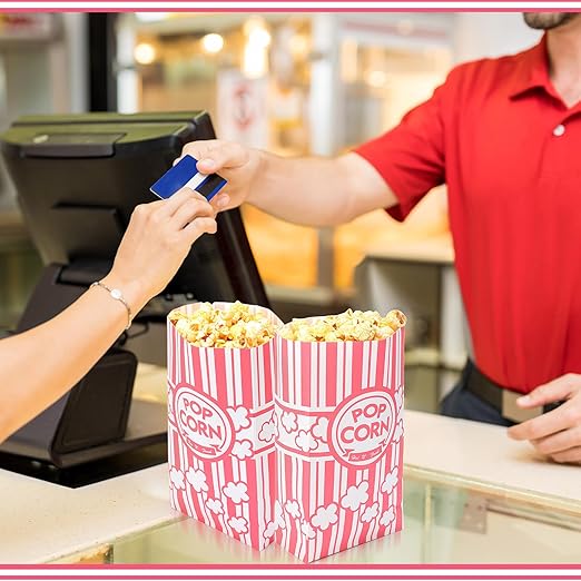 200 Pcs Paper Popcorn Bags Bulk 2 oz Large Flat Bottom Boxes Red and White - Image 5