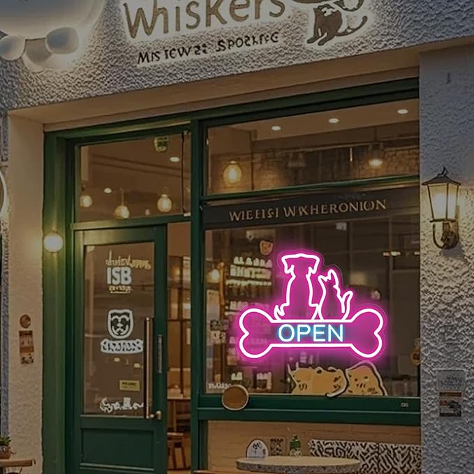 Pet Shop Open Neon Sign LED Dog And Cat Open Sign Bright Pet Grooming Salon - Image 8