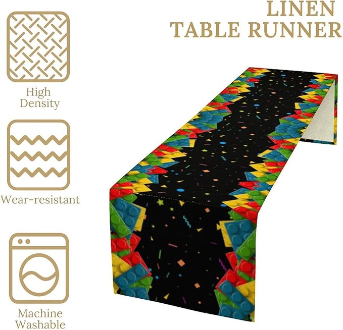 Building Blocks Table Runner Party Celebrating Colorful Blocks Table Runner - Image 4