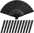 JOHOUSE 12 Packs 8.2 Inch Black Chinese Paper Foldable Hand Fan by JOHOUSE