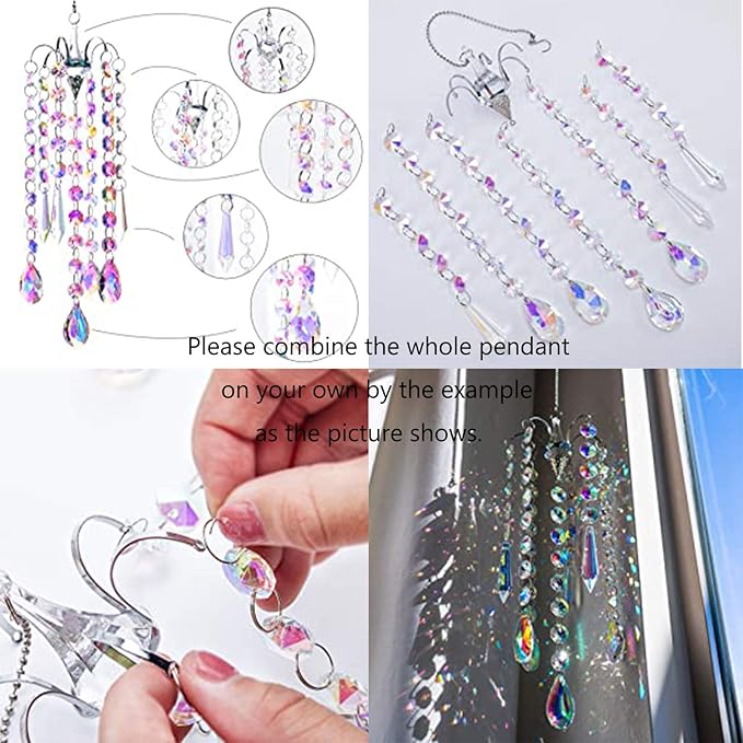 H&D HYALINE & DORA Chandelier Wind Chimes AB Coating Crystal Prisms Hanging - Image 9