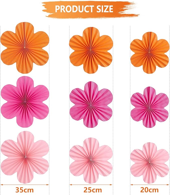 SUNBEAUTY 9 PCS Pink and Orange Party Decorations Pink Party Decorations Paper - Image 2