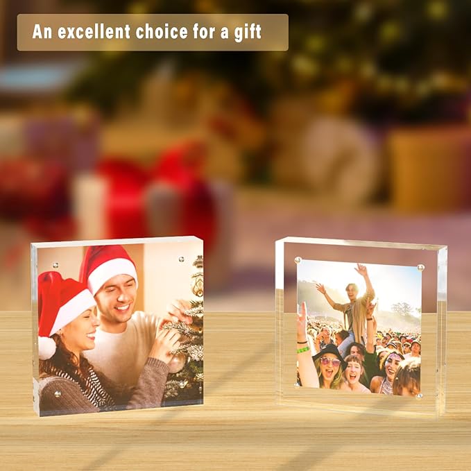 HELPLEX 2 Pack 8x8 Acrylic Picture Frames, 24mm Thicker Square Frameless Clear - Image 7
