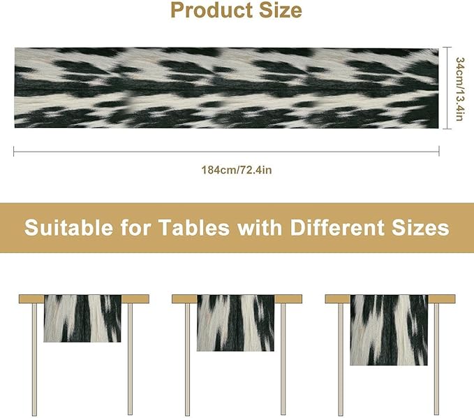 Rustic Cow Skin Print Table Runner, Country Farm Animal Fur Skin Pattern - Image 2