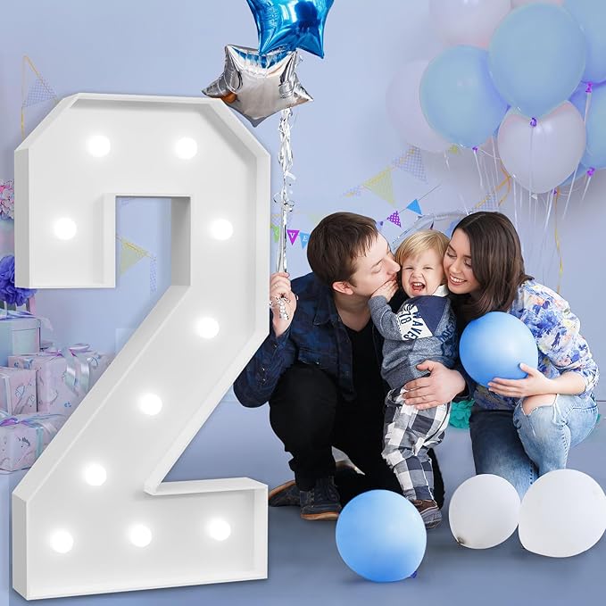 Marquee Numbers Large 2nd-Birthday Decorations: 4ft Light Up Number Party Decor - Image 6
