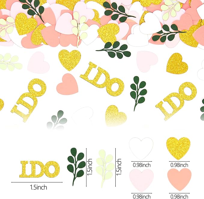 200PC Sage Green and Pink Gold Wedding Confetti - Image 6